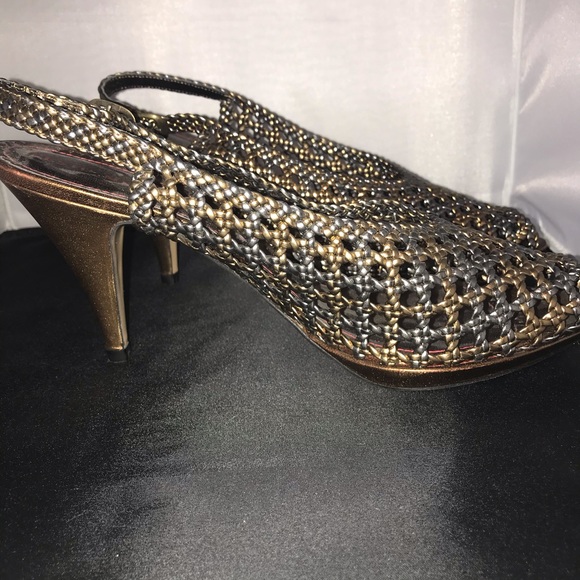 NEW Sesto Meucci Heels Sz 10 M Pumps GOLD & SILVER - Picture 3 of 8